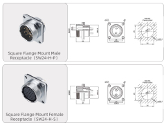 WS24 Aviation Plug Square Flange Socket Male Female Electrical Connector