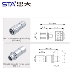 SF6 Connector: IP67 Waterproof Metal Circular Plug for BMPCC 4K/6K