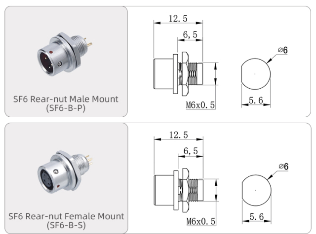 SF6 Connector: IP67 Waterproof Metal Circular Plug for BMPCC 4K/6K