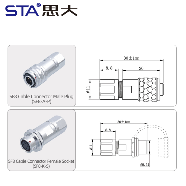 SF8 Connector: IP44 Metal 8 Pin Aviation Plug for LED & Automotive