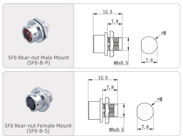 SF8 Connector: IP44 Metal 8 Pin Aviation Plug for LED & Automotive