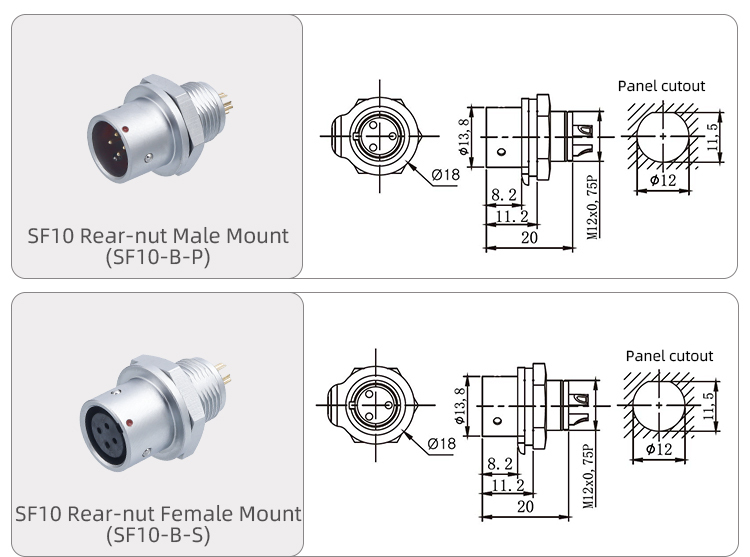 SF10 Connector: IP44 Metal 2/3/4/5 Pin Circular Plug & Socket