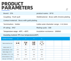 SF10 Connector: IP44 Metal 2/3/4/5 Pin Circular Plug & Socket