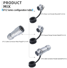 SF12 Connector: IP44 Push-Pull Self-Locking Metal Aviation Plug