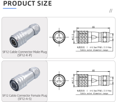 SF12 Connector: IP44 Push-Pull Self-Locking Metal Aviation Plug