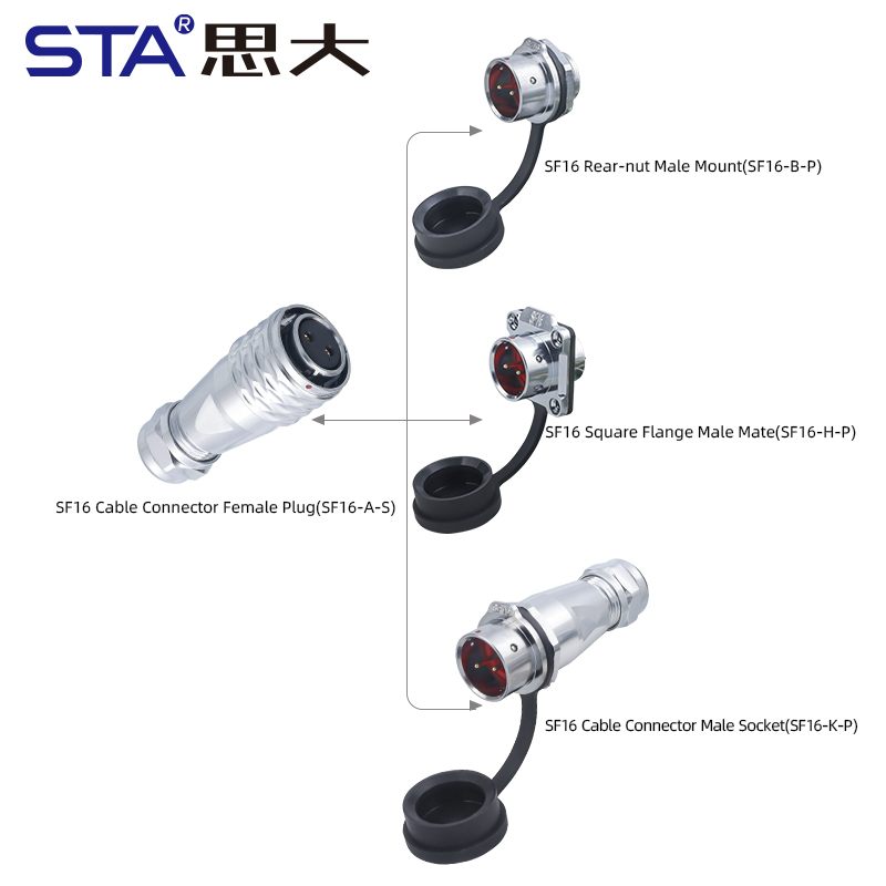SF16 Connector: IP44 Push-Pull Self-Locking Metal Aviation Plug