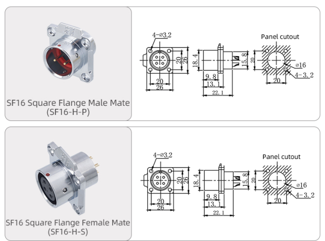 SF16 Connector: IP44 Push-Pull Self-Locking Metal Aviation Plug