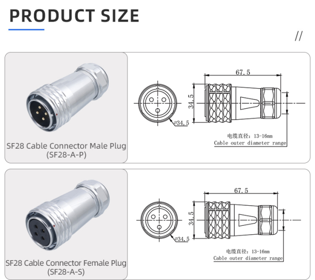 SF28 Metal Push-Pull Connector: Heavy-Duty 28mm IP67 Power Link