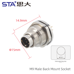 Back Mount Male Socket(PCB)-Screw M12*0.5