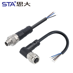 M9 IP67 Waterproof Straight / Angled Overmolded Plug Connector 2 3 4 5 6 7 8 Pins
