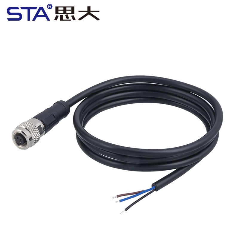 M9 IP67 Waterproof Straight / Angled Overmolded Plug Connector 2 3 4 5 6 7 8 Pins