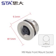 Front Mount Female Socket(Solder)-Screw M12*0.5