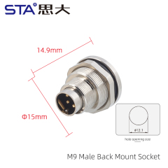 Back Mount Male Socket(Solder)-Screw M12*0.5