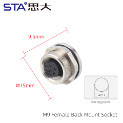 Back Mount Female Socket(Solder)-Screw M12*0.5