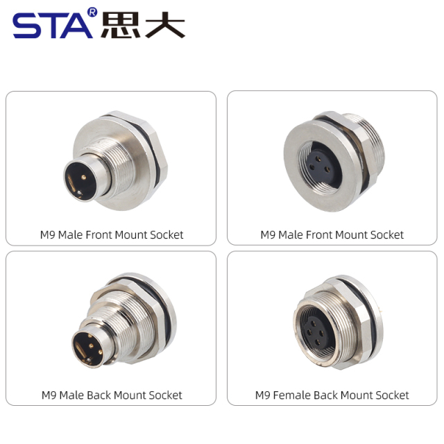 M9 Metal Solder Male/Female Front/Back Mount Socket Connector 2 3 4 5 6 7 8 Pins