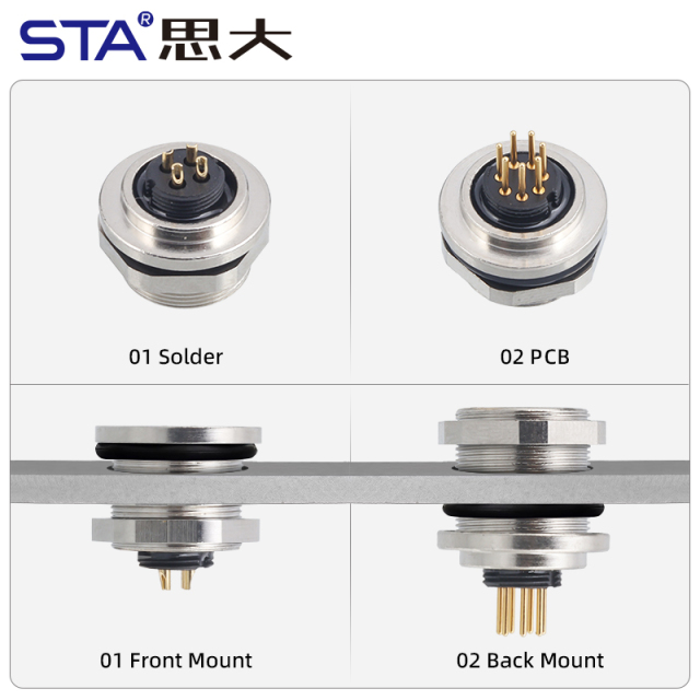 M9 PCB Socket: IP67 Back Mount Male & Female Panel Connector