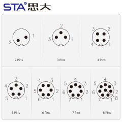 M9 IP67 Waterproof Straight / Angled Overmolded Plug Connector 2 3 4 5 6 7 8 Pins
