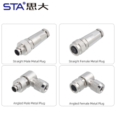 M9 Metal Assembled Male/Female Straight Angled Plug Connector 2 3 4 5 6 7 8 Pins
