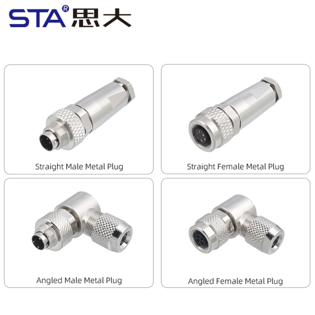 M9 Metal Assembled Male/Female Straight Angled Plug Connector 2 3 4 5 6 7 8 Pins