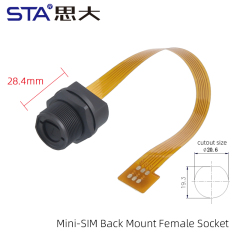 E-Mini SIM Female Back Mount Solder Receptacle(Threaded)