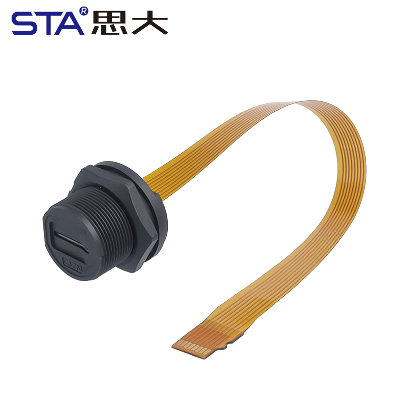 Threaded IP67 Waterproof connector SDTF interface SIM card holder/slot, ultra-flexible flat FPC extension cable