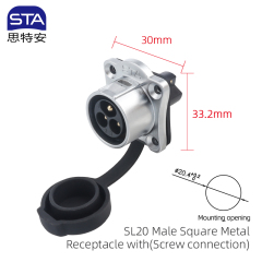 Male Square Metal Receptacle with Dust-cover