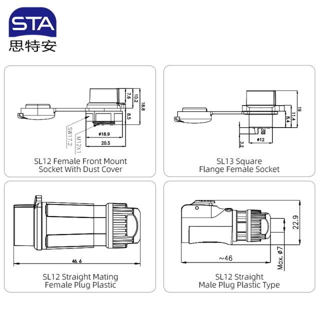 SL12 IP68 Waterproof Connector | Industrial Aviation Plug