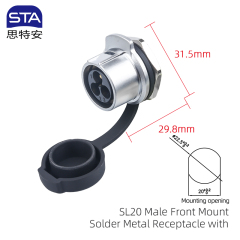 Male Front Mount Solder Metal Receptacle with Dust-cover