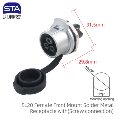 Front Mount Female Metal Socket 3 Pin With Dustcover