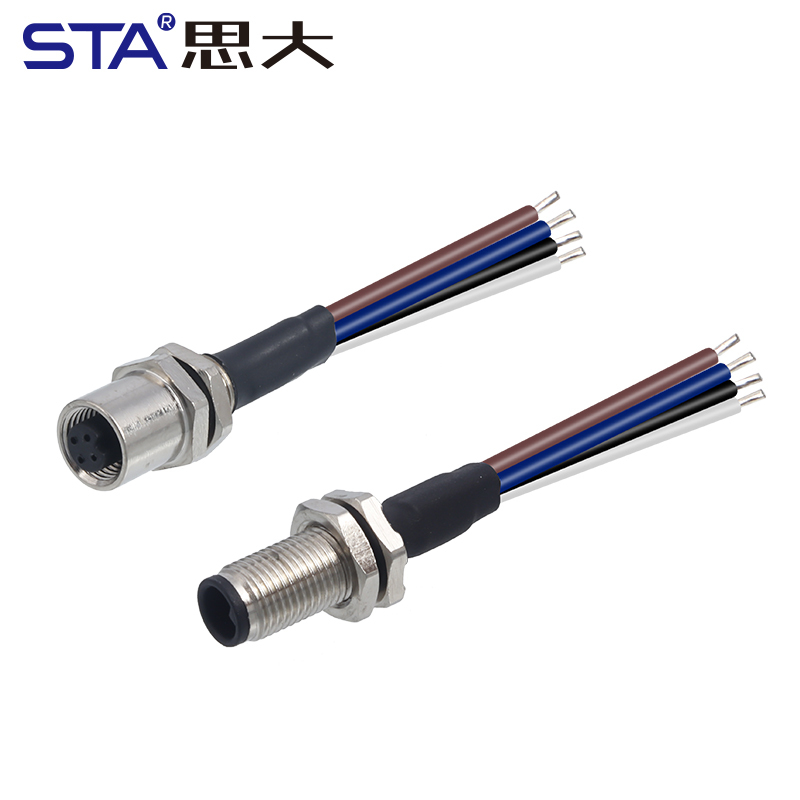 M5 IP67 Waterproof Connector: 3 4 Pin Panel Mount Socket with Wire