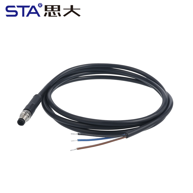 M5 Straight / Angeld Overmolded Plug 3 4 pins Waterproof Connector