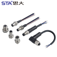 M5 Straight / Angeld Overmolded Plug 3 4 pins Waterproof Connector
