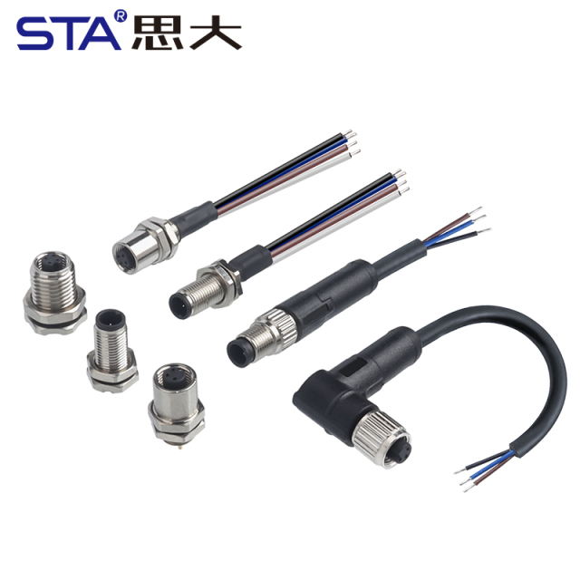 M5 Straight / Angeld Overmolded Plug 3 4 pins Waterproof Connector