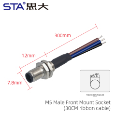 Front Mount Male Socket With 30CM Wire