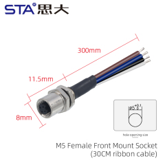 Front Mount Female Socket With 30CM Wire