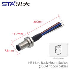 Back Mount Male Screw Socket With 30CM Wire