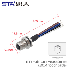 Back Mount Female Screw Socket With 30CM Wire