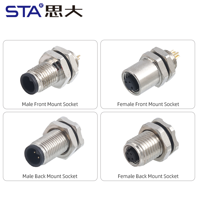 M5 3 4 Pins Solder Socket Waterproof Connector