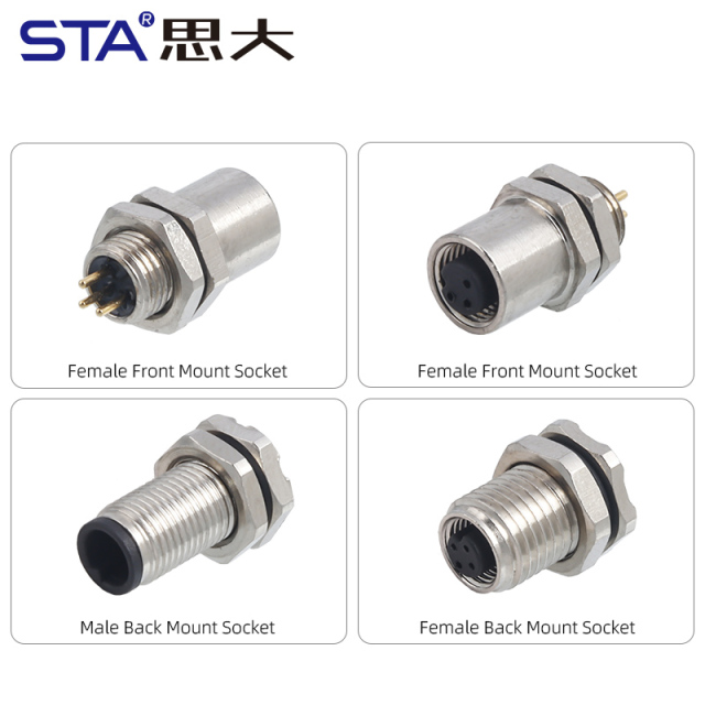 M5 3 4 Pins PCB Socket Waterproof Connector