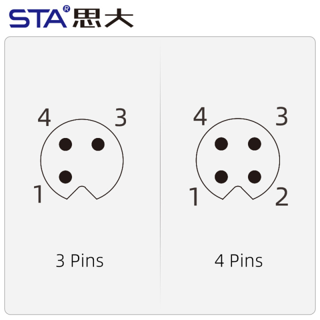 M5 3 4 Pins PCB Socket Waterproof Connector