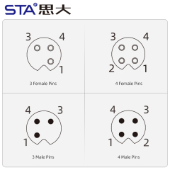 M5 Straight / Angeld Overmolded Plug 3 4 pins Waterproof Connector