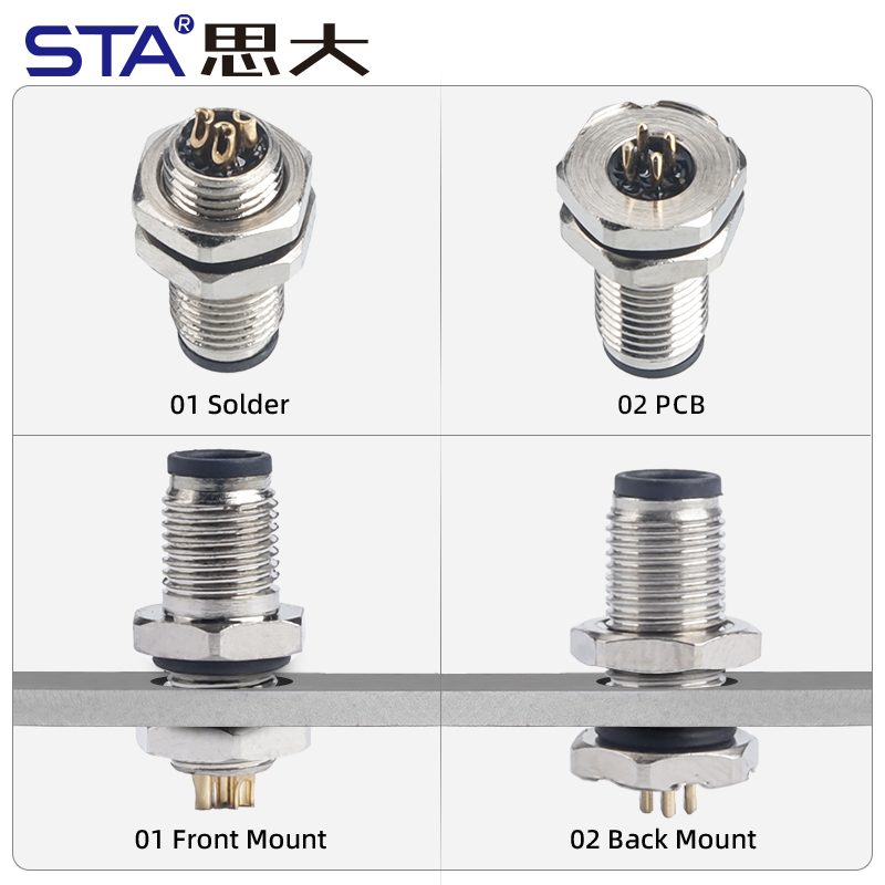 M5 3 4 Pins Solder Socket Waterproof Connector