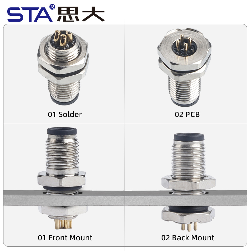 M5 3 4 Pins PCB Socket Waterproof Connector