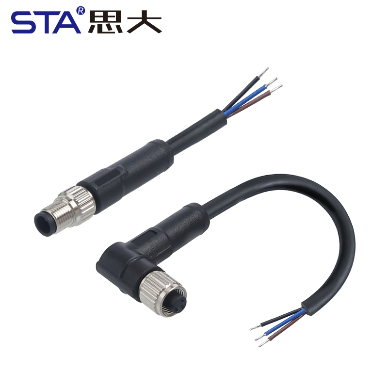 M5 Straight / Angeld Overmolded Plug 3 4 pins Waterproof Connector