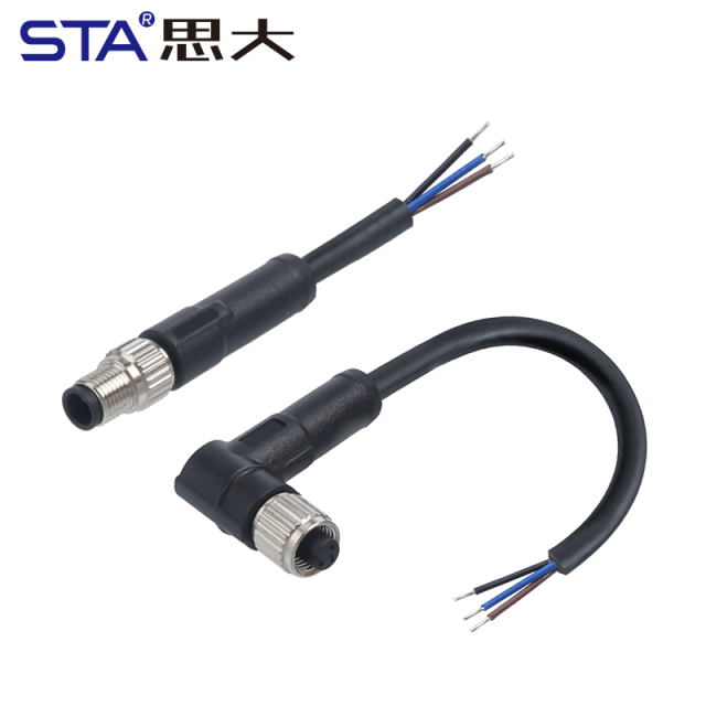 M5 Straight / Angeld Overmolded Plug 3 4 pins Waterproof Connector