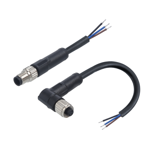M5 Straight / Angeld Overmolded Plug 3 4 pins Waterproof Connector