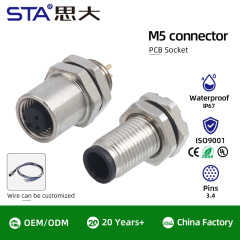 M5 3 4 Pins PCB Socket Waterproof Connector