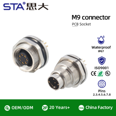 M9 PCB Socket: IP67 Back Mount Male & Female Panel Connector
