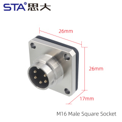 M16 Male Square Socket (Solder type Mount Hole 20*20)