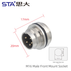 M16 Male Front Mount Socket (Solder Screw M18*0.75)